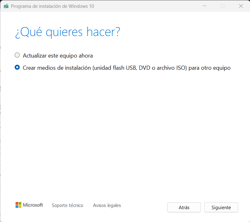 medios de instalacion windows 10