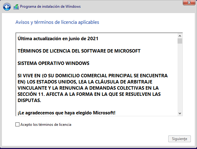 terminos y licencia windows